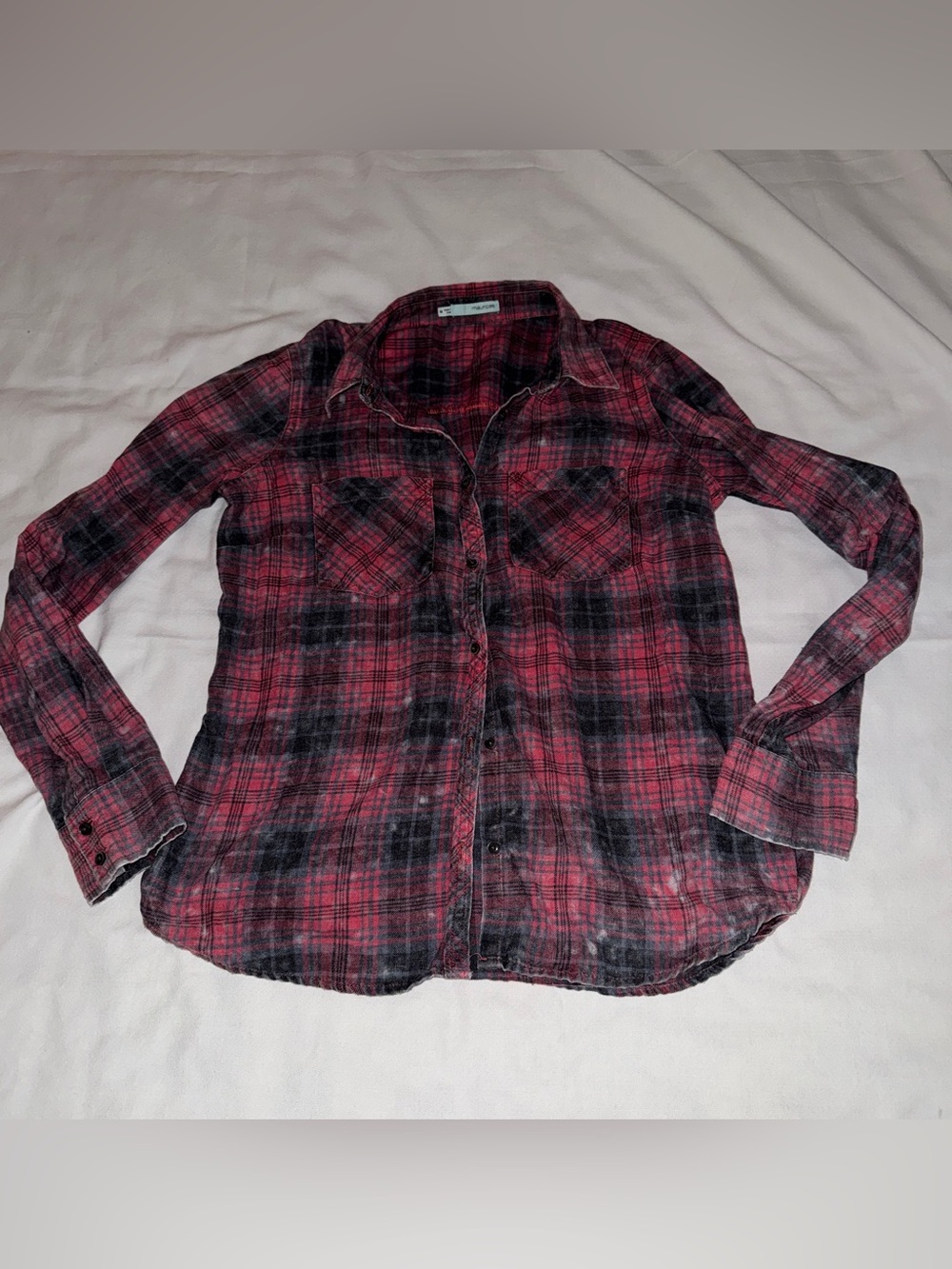 Women’s  Red Plaid Button-Up Shirt - Casual Long Sleeve - Maurice’s